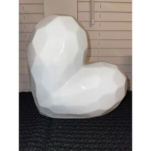 Large White Prism Ceramic Shaped Heart